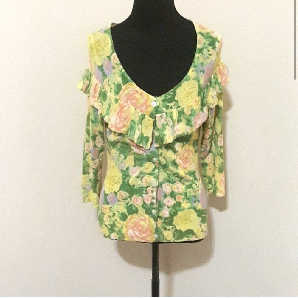 Anthropologie floral sweater size small